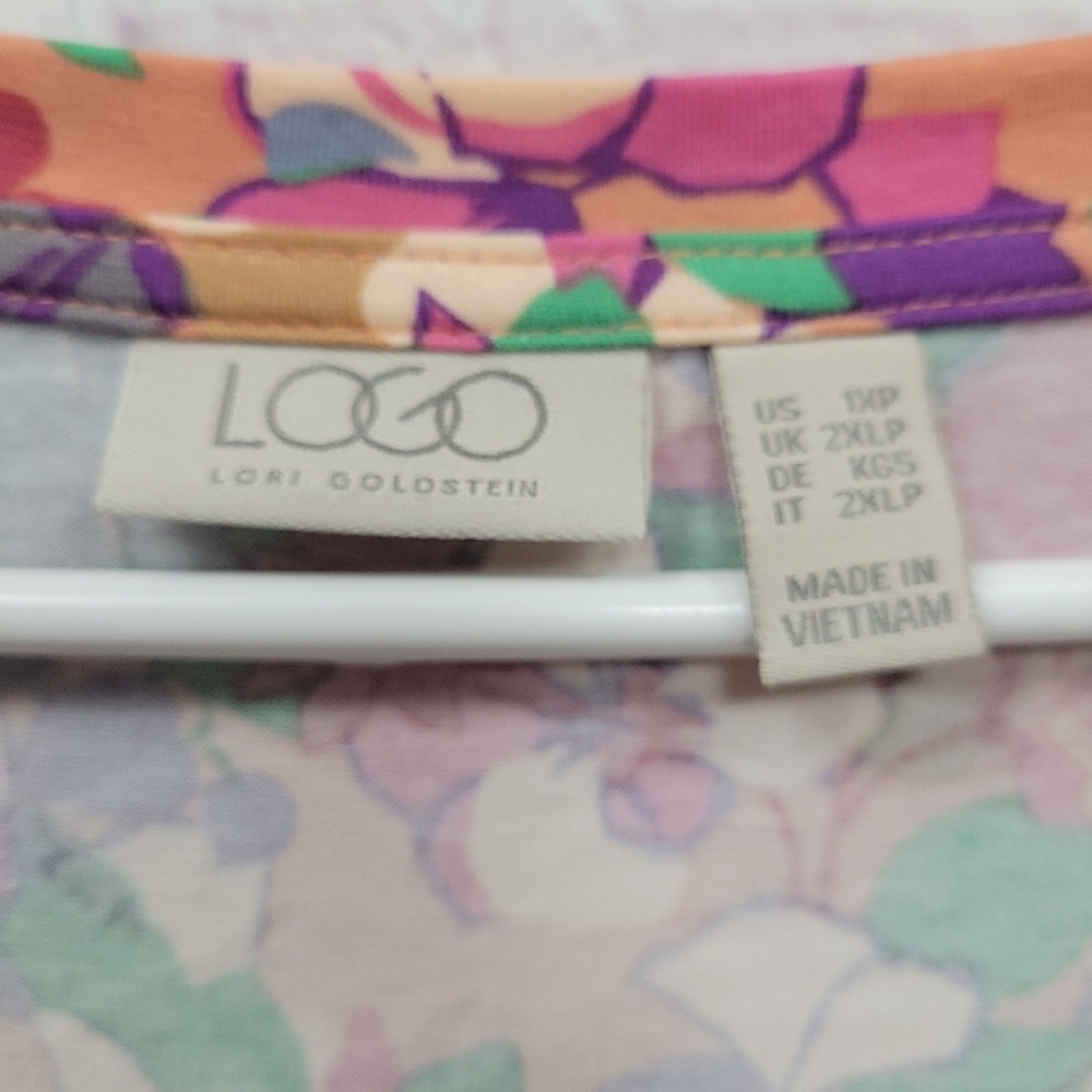 LOGO Lori Goldstein Floral Asymmetric Dress 1XP Midi Sleeveless Lace Cottagecore - Picture 6 of 8